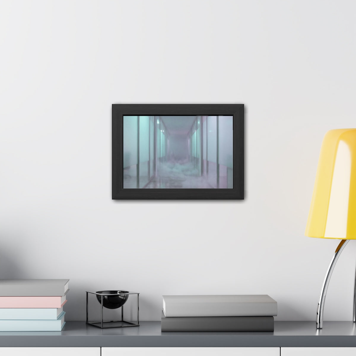 Framed Posters - Liminal Corridor Fog Art Print — Landscape...