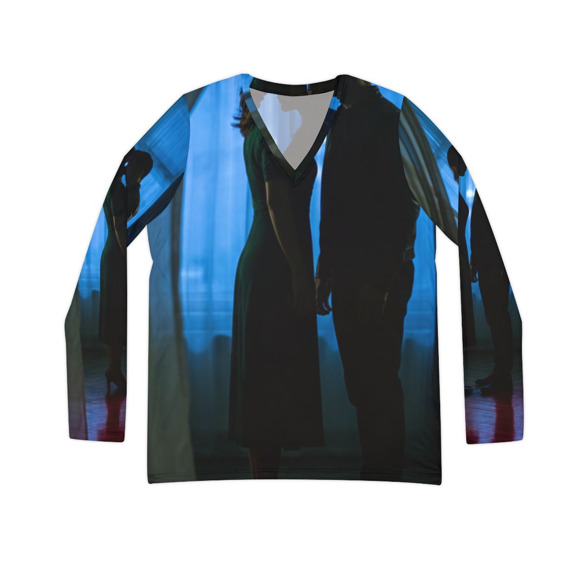 Women's Long Sleeve V-Neck Shirt Romantic Art