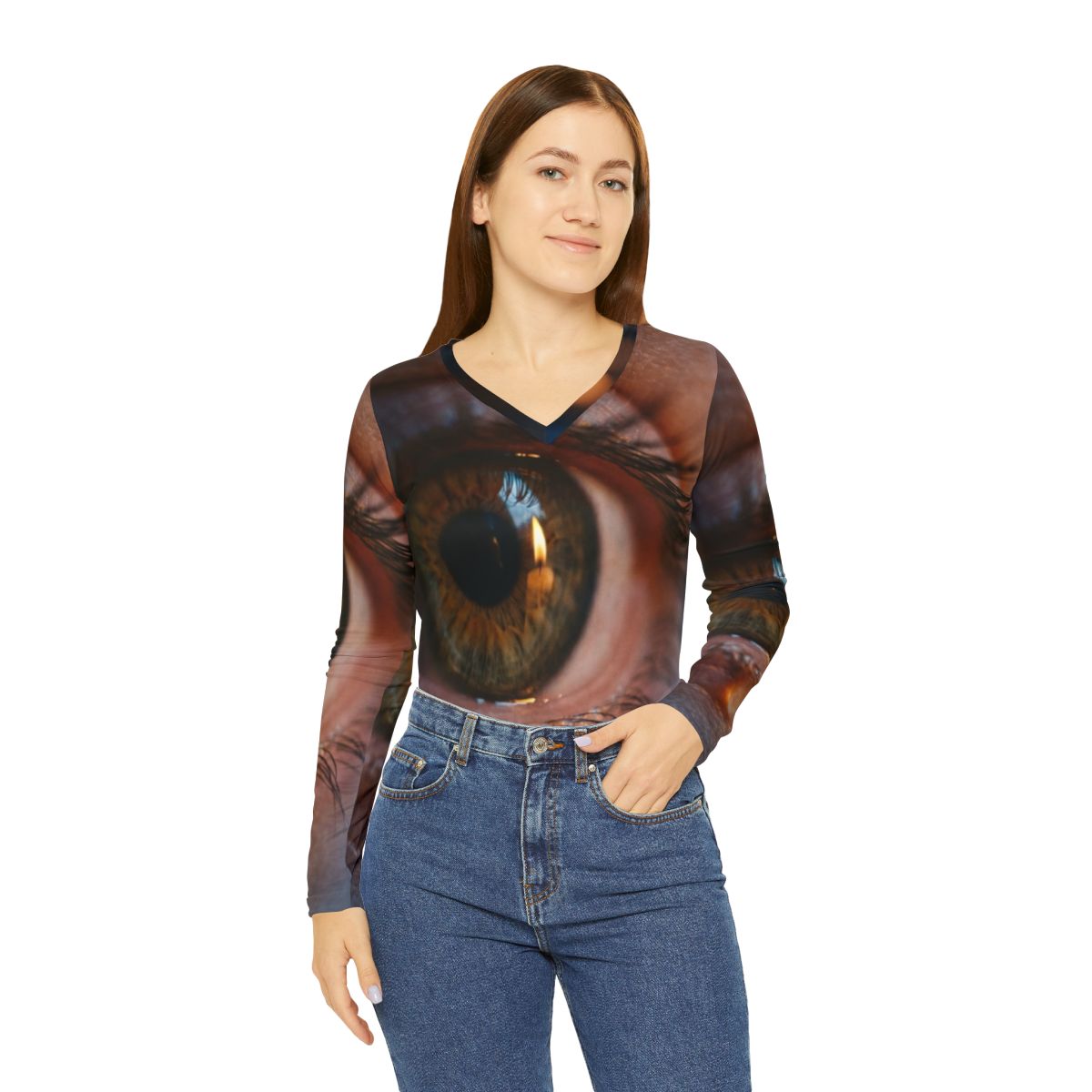 Women's Long Sleeve V-neck Shirt - Art