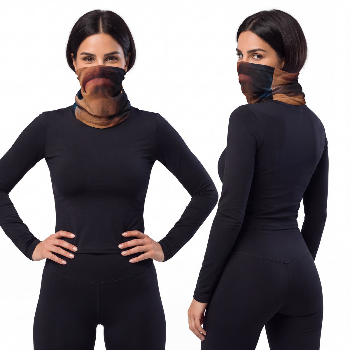 Lightweight Neck Gaiter - Neon Horizon Portrait | Echovira...