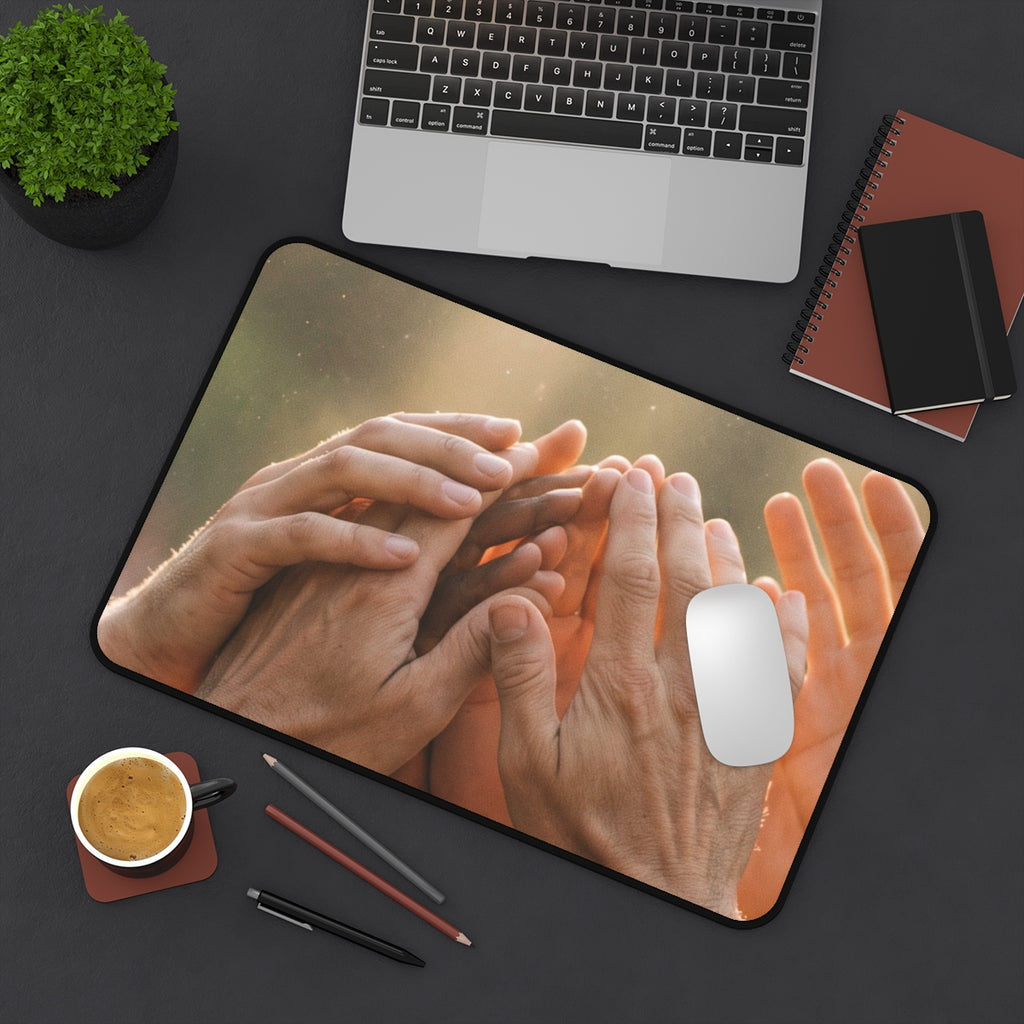 Desk Mat - Golden Rays of Unity Wall Art | Echovira Gallery
