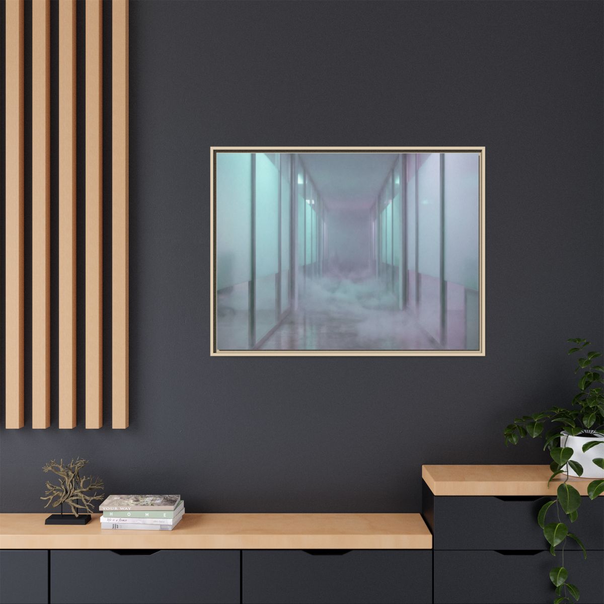 Matte Canvas, Framed - Liminal Corridor Fog Art Print —... |...
