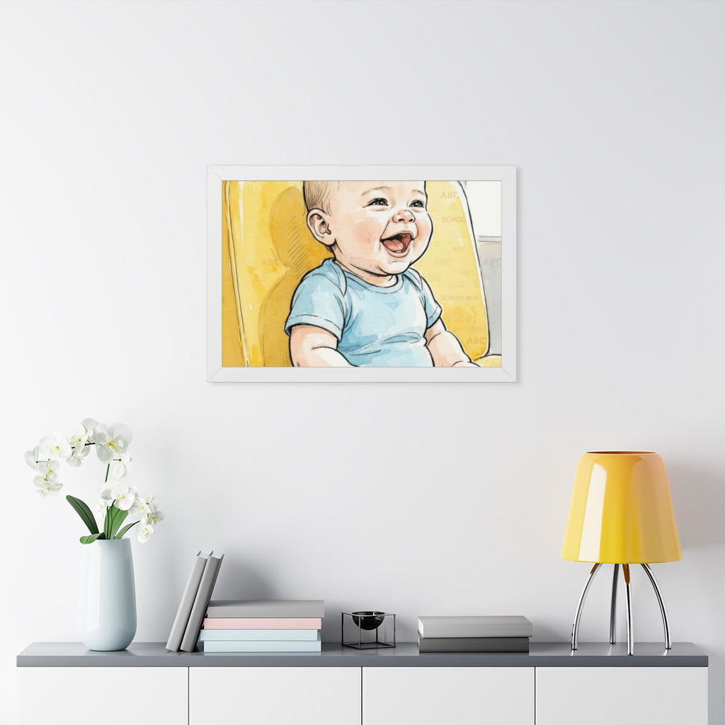 Framed Horizontal Poster - First Journey Watercolor Baby Art...
