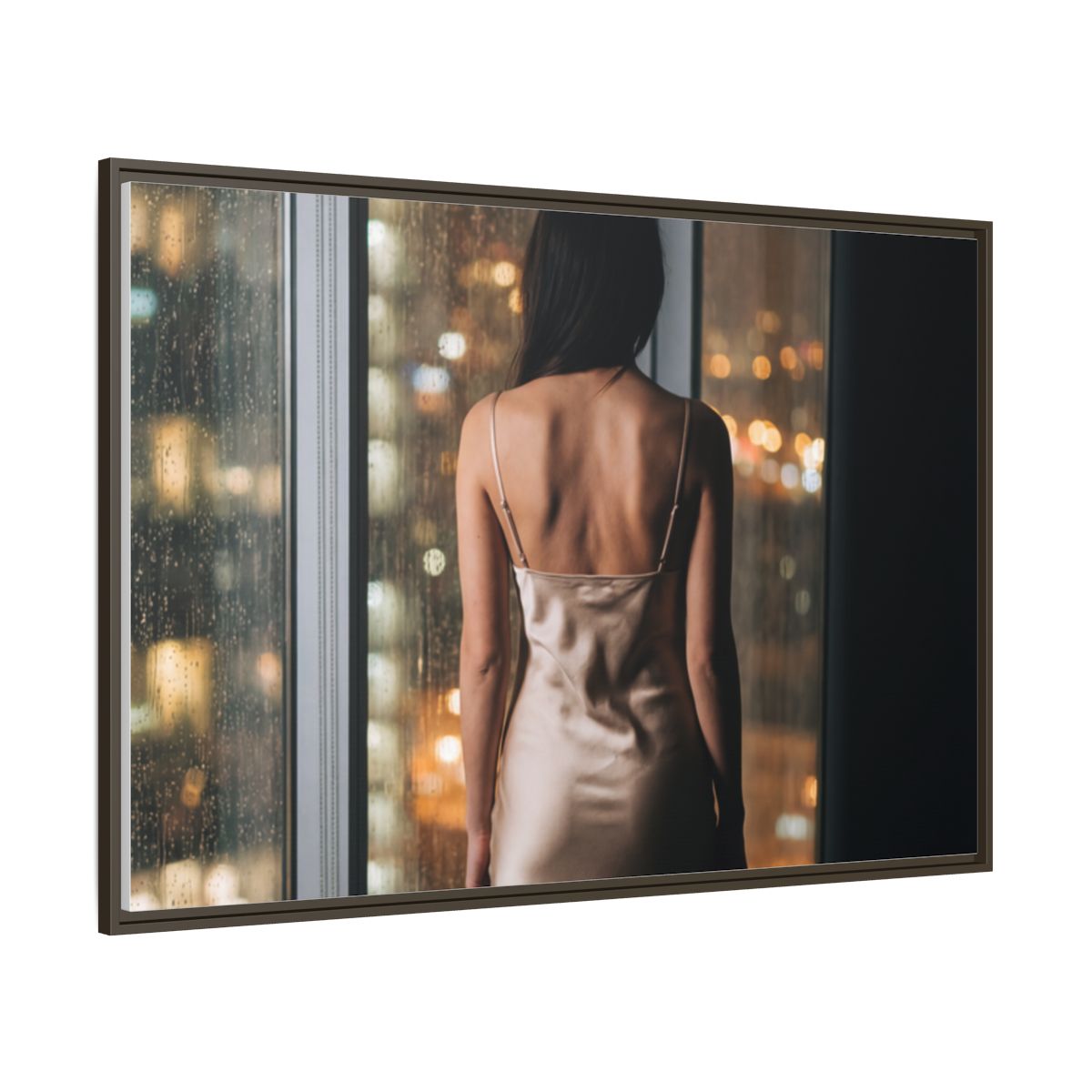 Framed Canvas - Midnight Rain Masterpiece — Espresso / 1.25"