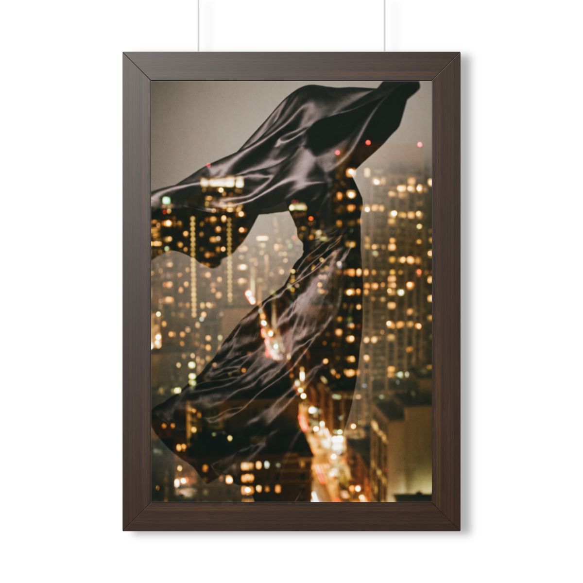Framed Vertical Poster - Nocturnal City Metamorphosis Art —...