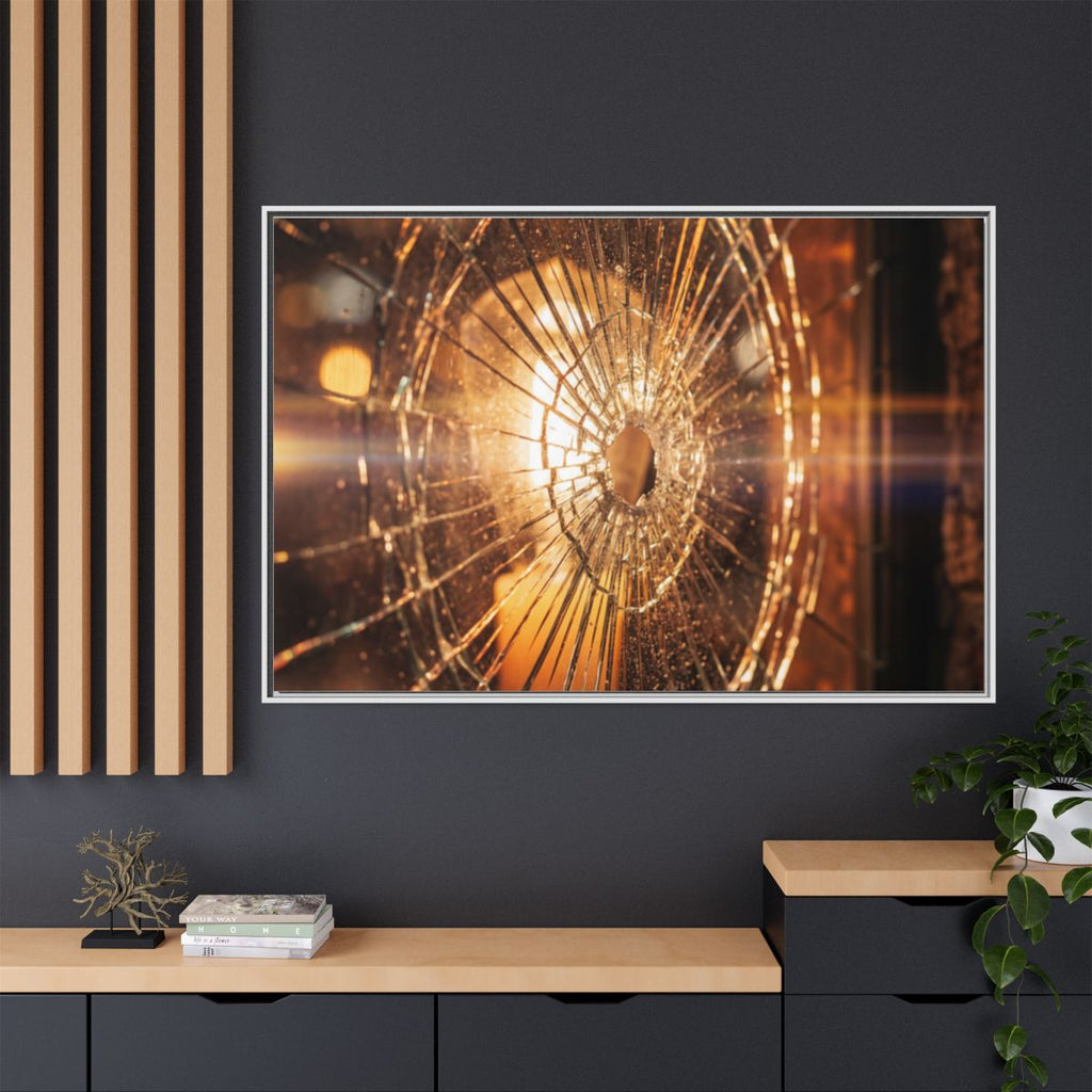Matte Canvas, Framed - Fractured Light Shattered Glass Art —...