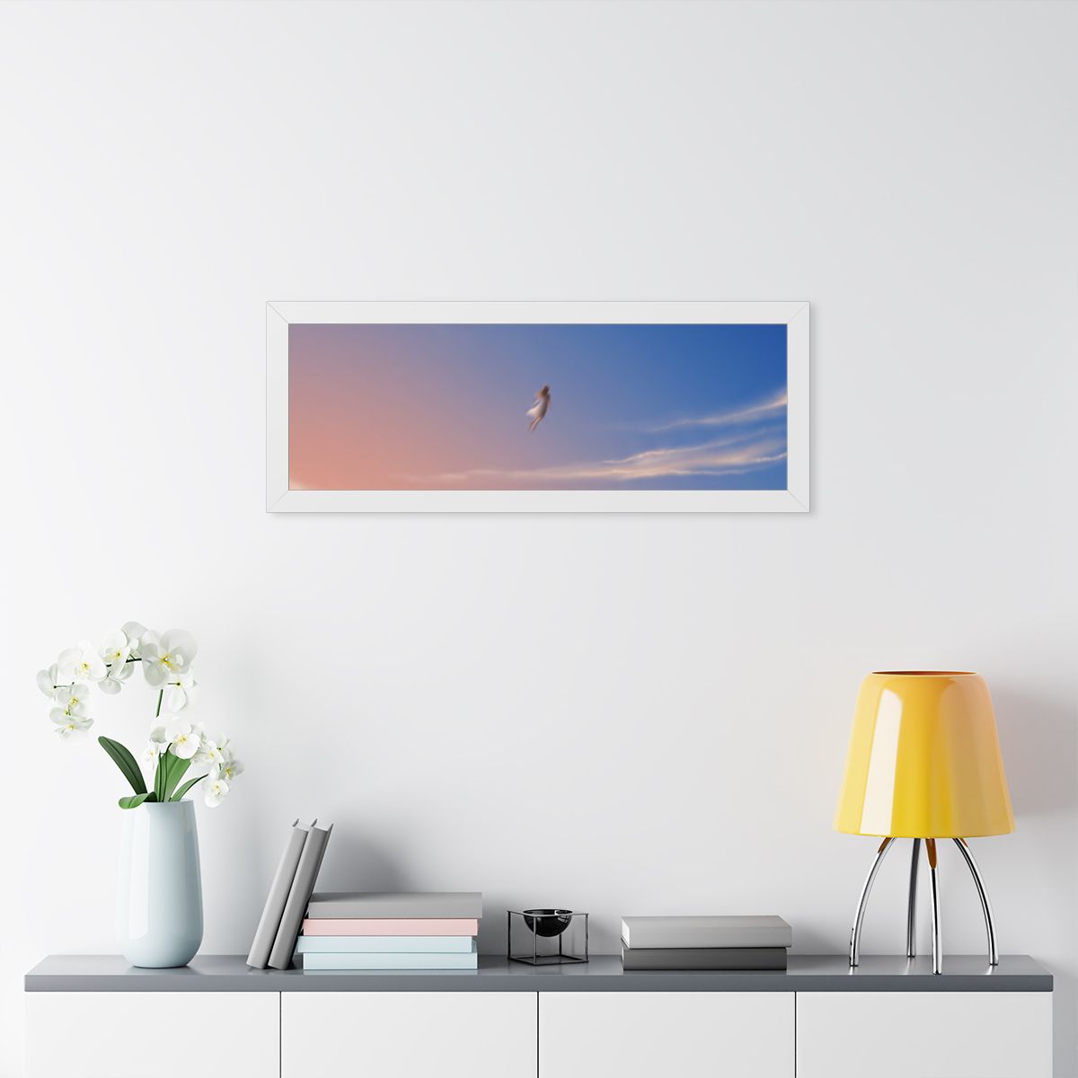 Framed Horizontal Poster - Horizon Sky Calm — White (14×11...