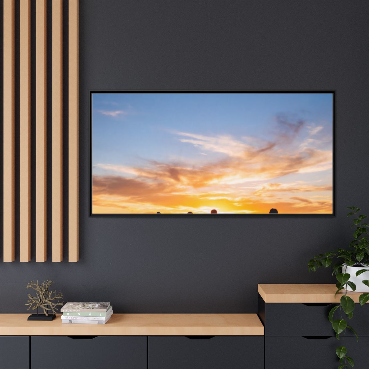 Framed Matte Canvas - Radiant Sunset Art — Black / 1.25"