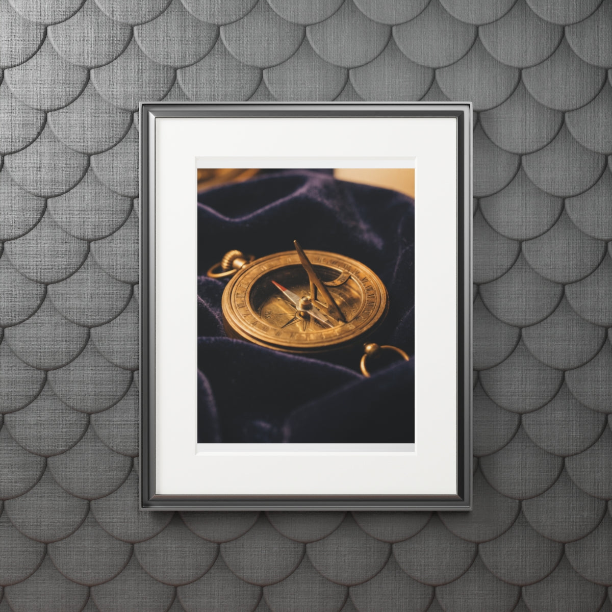 Vintage Brass Sundial Compass Art Portrait Print