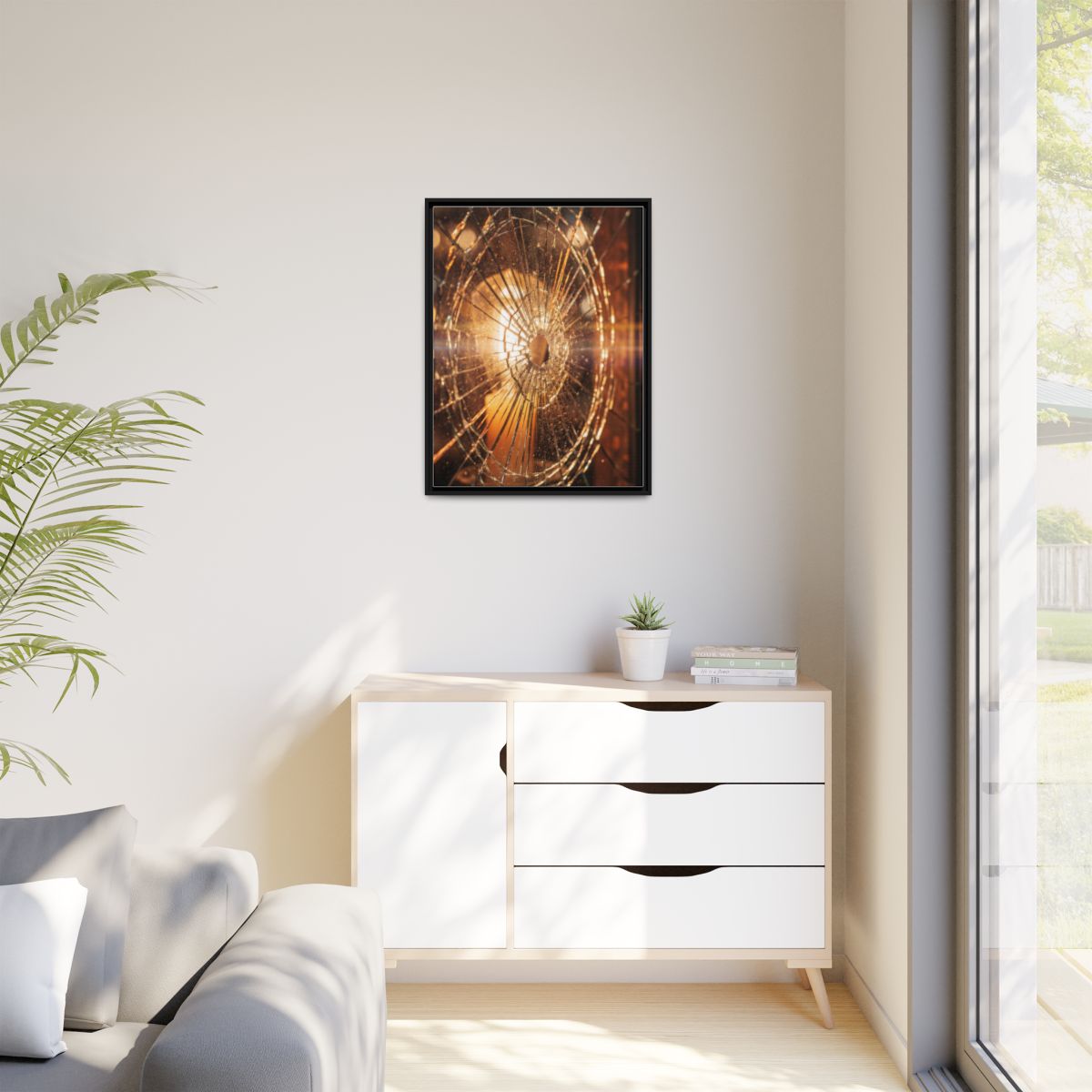 Matte Canvas, Framed - Golden Fractured Art — Black / 1.25"...