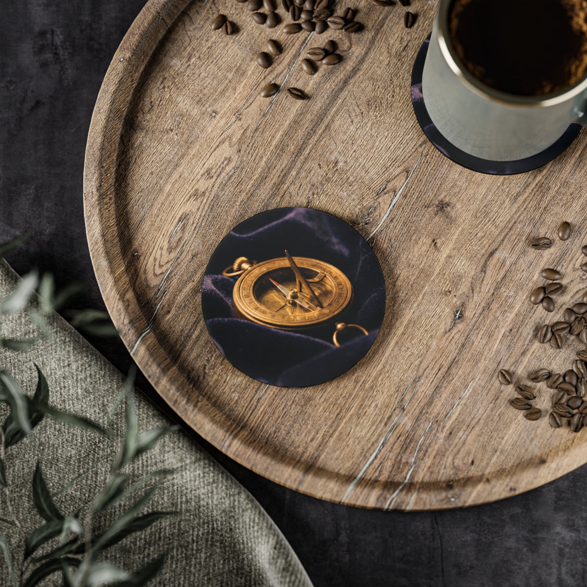 Vintage Brass Sundial Coasters Set