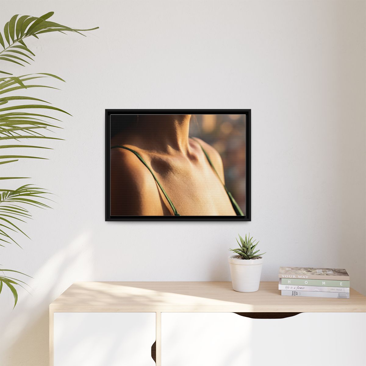 Golden Hour Matte Canvas - Framed Sunset Wall Art — Black /...