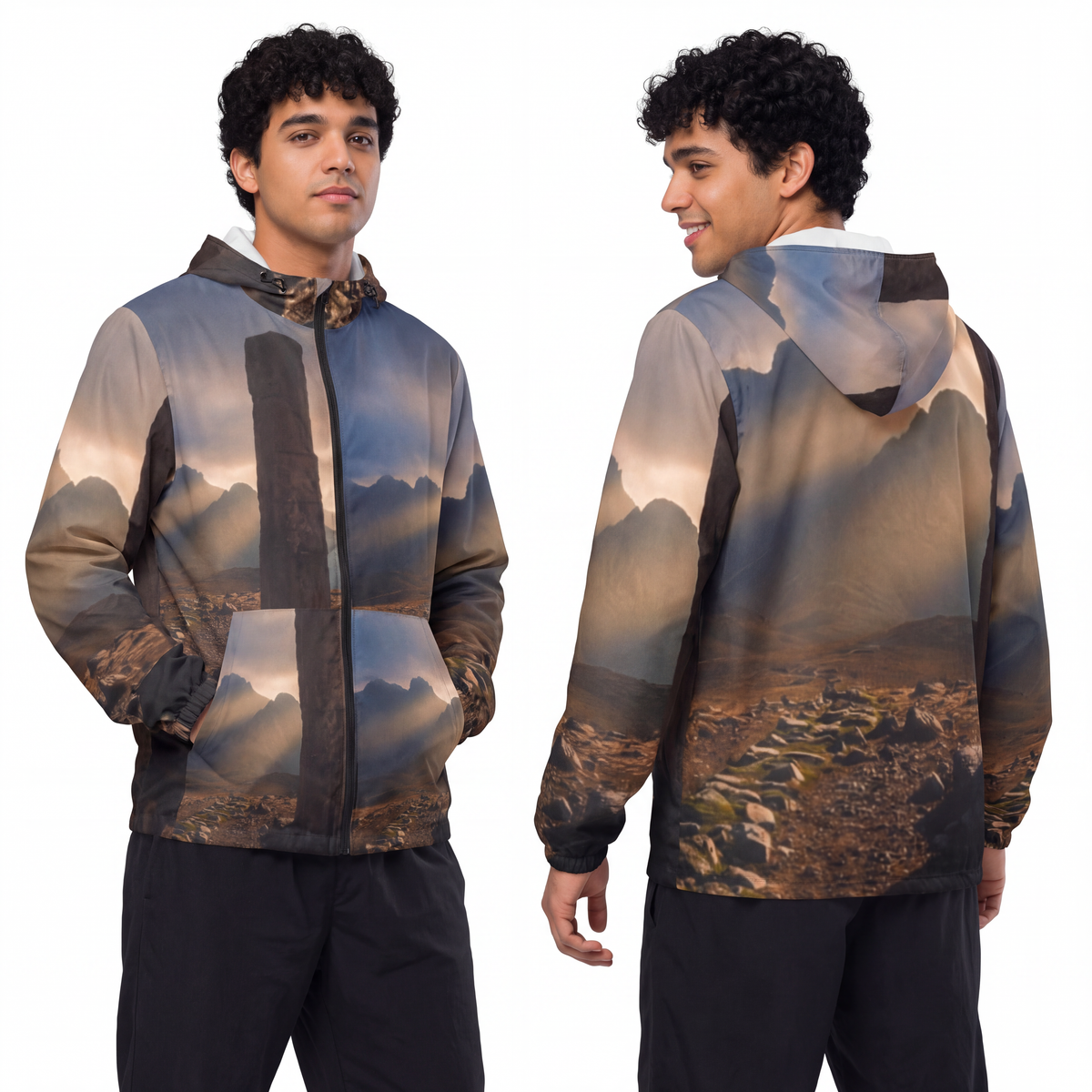 Men's Unisex Windbreaker Jacket - Ancient Stone Column... |...