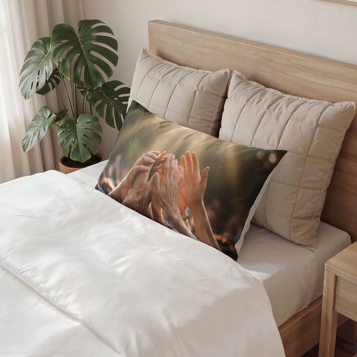 Cotton Pillow Sham - Golden Rays of Unity Wall Art |...