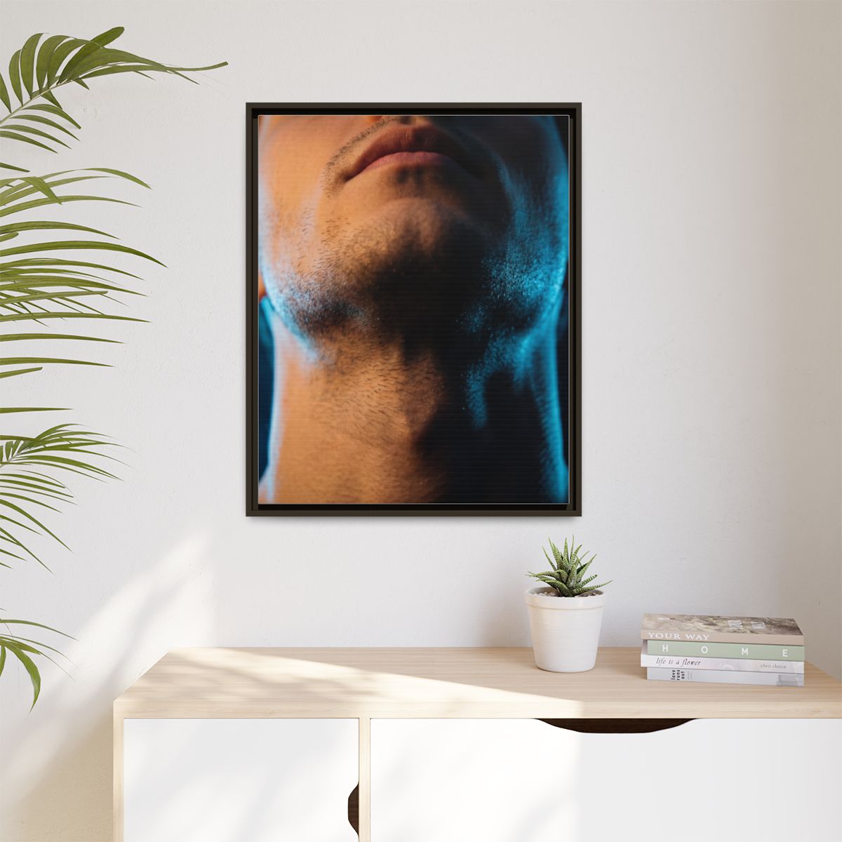 Matte Canvas, Framed - Neon Shadows Cinematic Portrait Art...