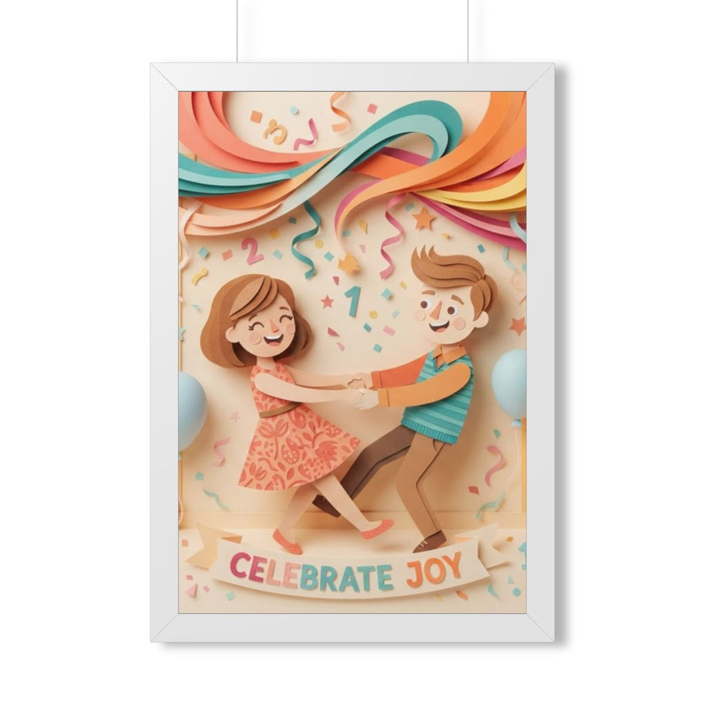 Framed Vertical Poster - Celebrate Joy Papercut Art... |...