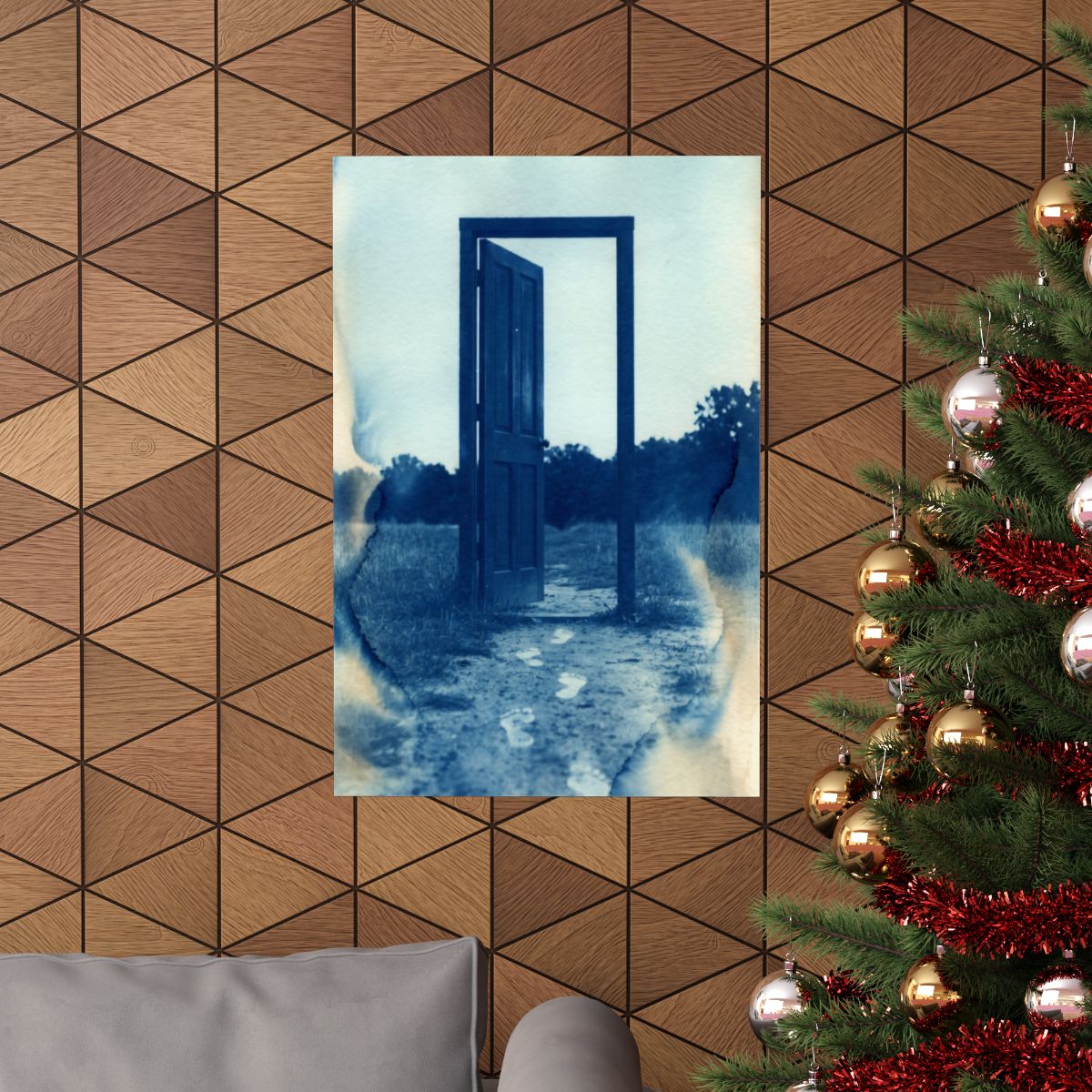 Matte Vertical Poster - Cyanotype Gate (8×10 & 36×54) |...