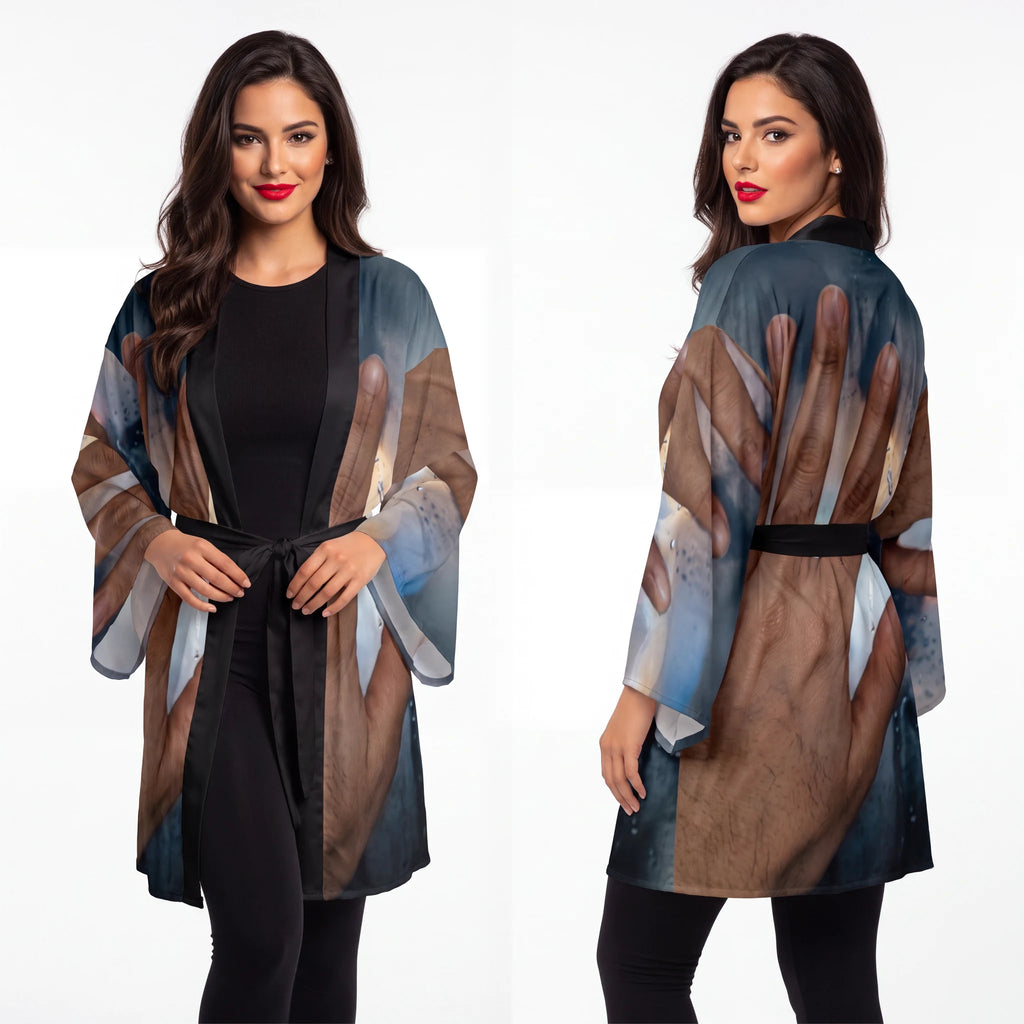 Rainy City Long Sleeve Kimono Robe