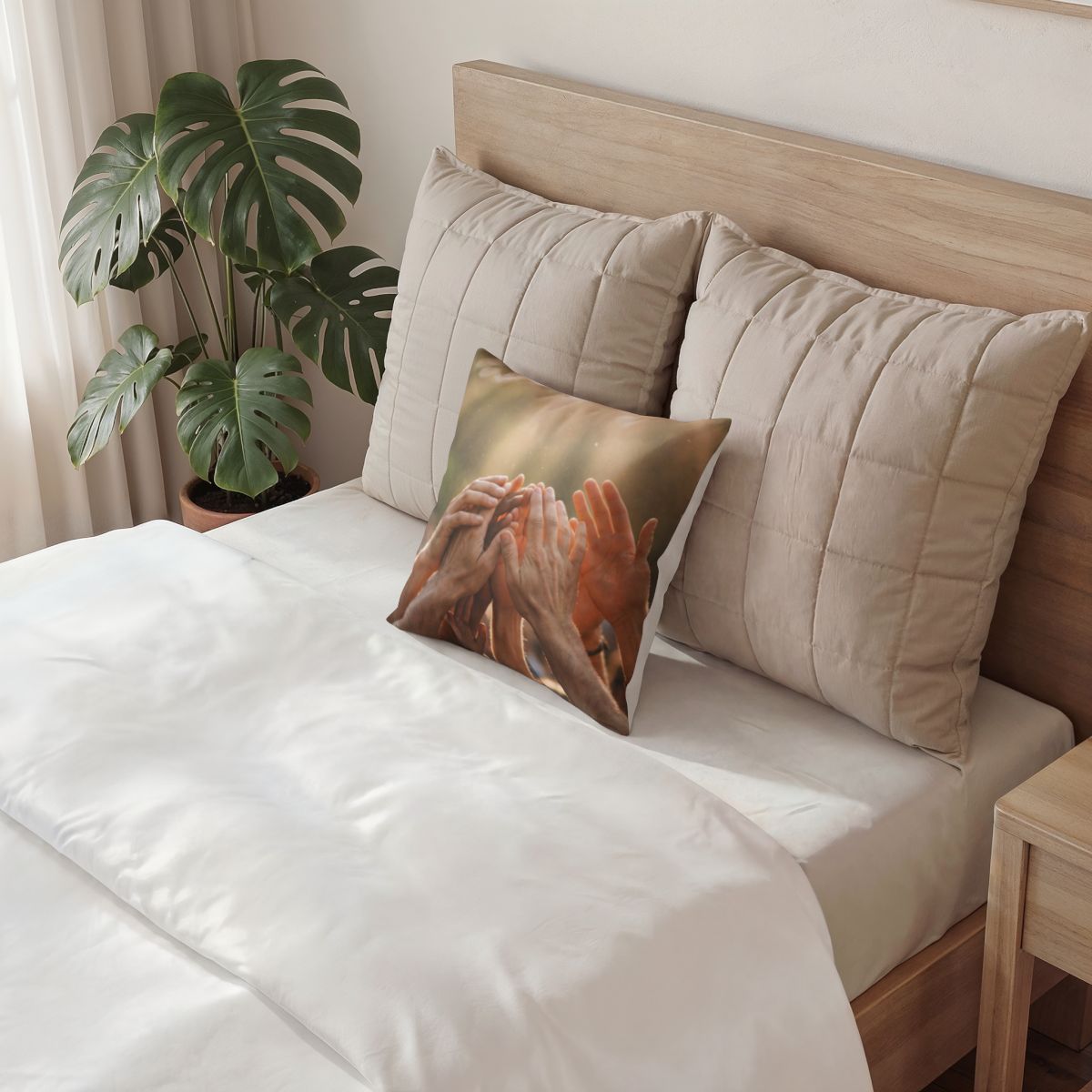 Poly Velvet Pillow - Golden Rays of Unity Wall Art |...