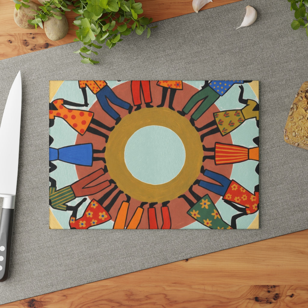 Glass Cutting Board - Unity Mandala Folk Art | Echovira...