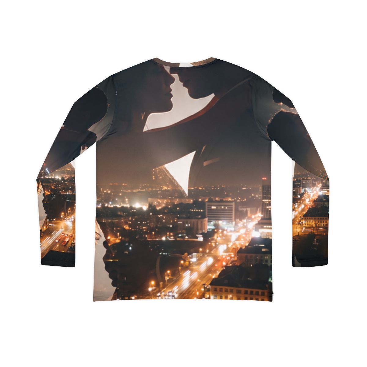 Women's Long Sleeve V-neck Shirt - Midnight City Skyline |...