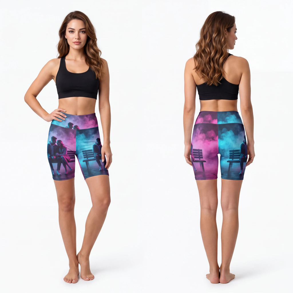 Women's Biker Shorts - Cyber Motion | Echovira Gallery