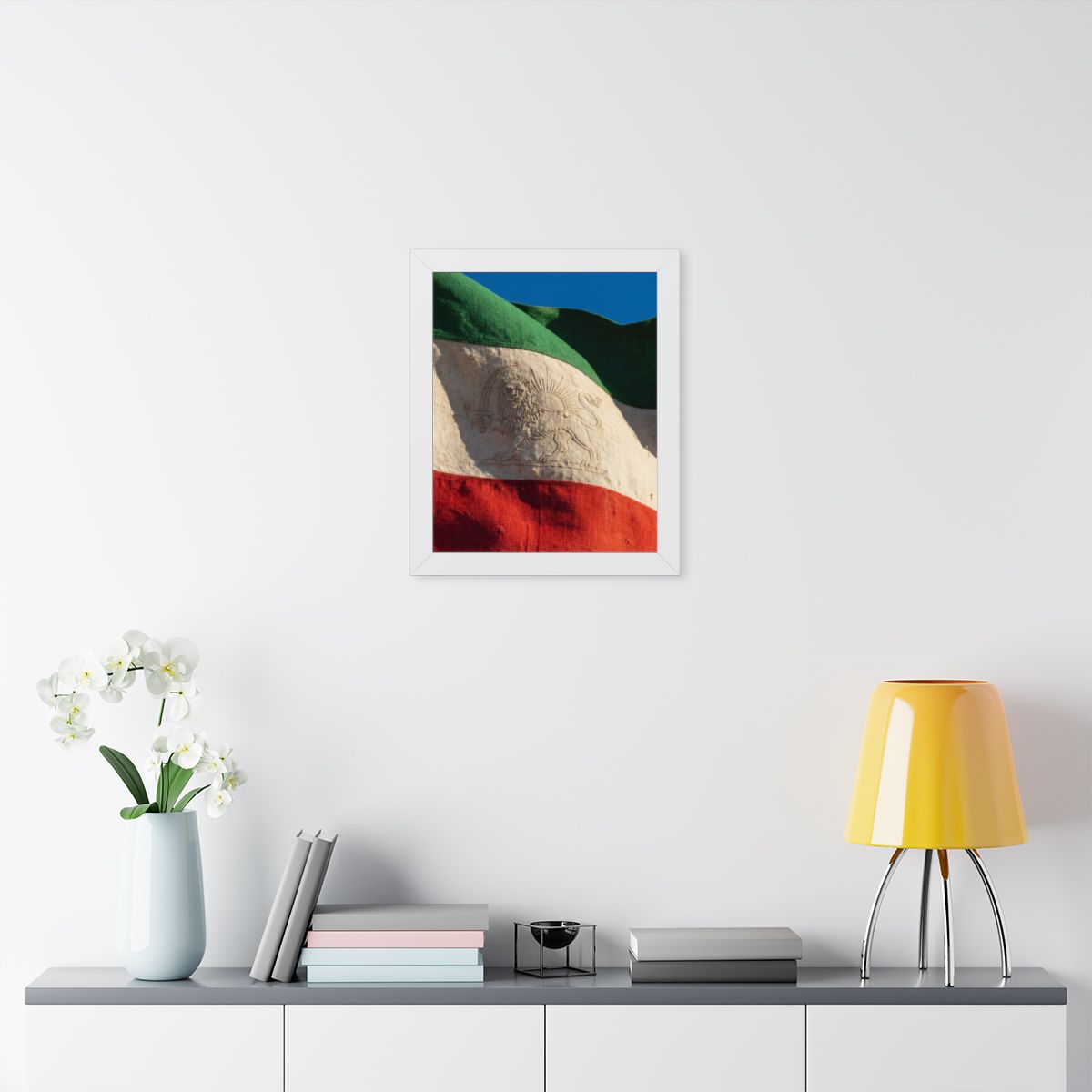 Framed Vertical Poster - Vintage Persian Lion and Sun Flag...