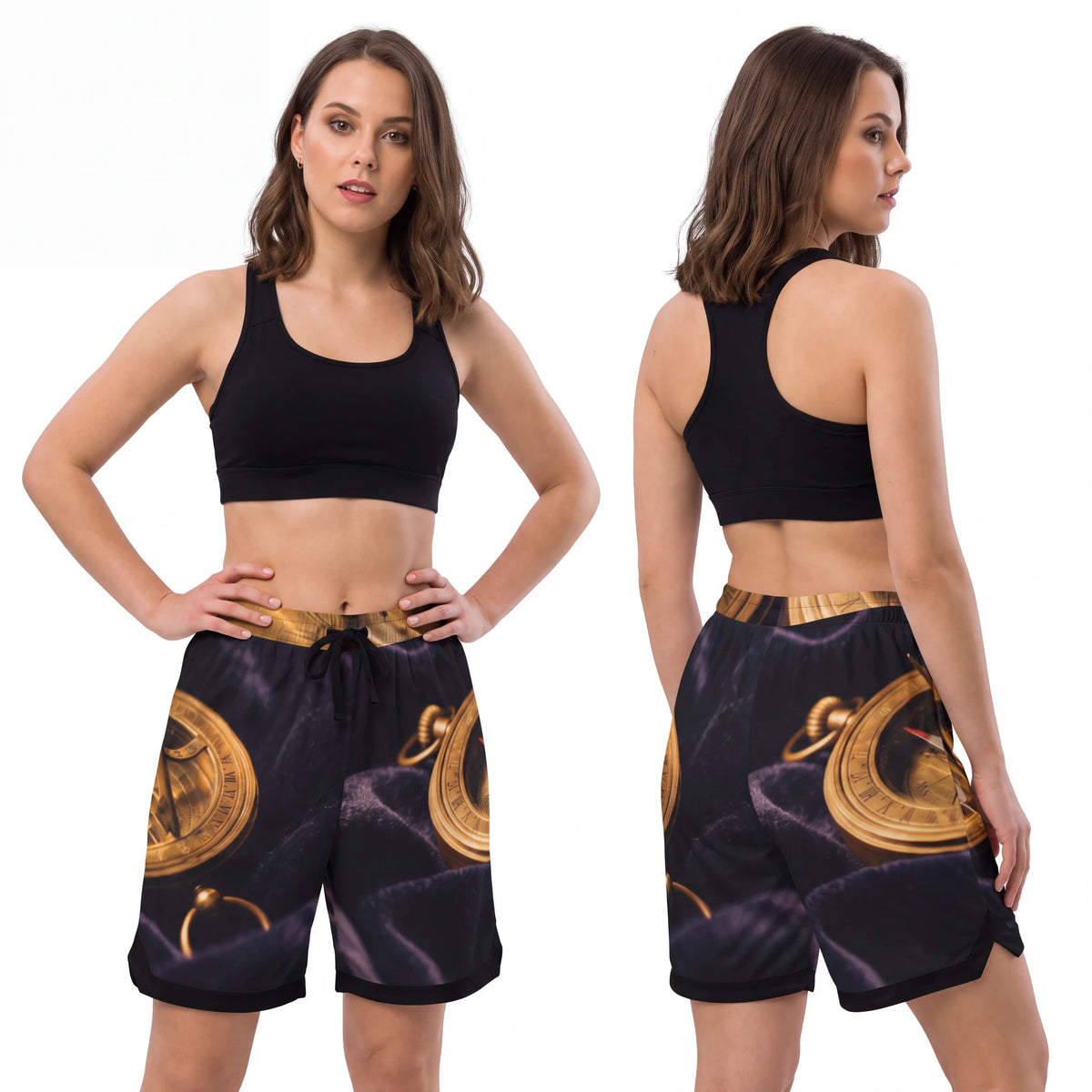 Women's Basketball Rib Shorts with Brass Sundial