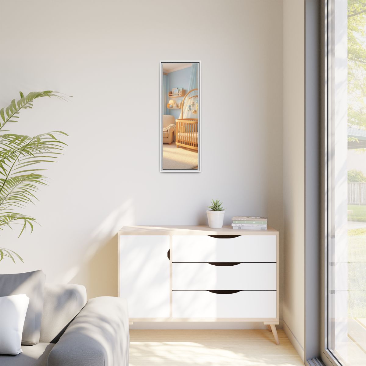 Matte Canvas, Framed - Dreamy Serene Nursery Art — White /...