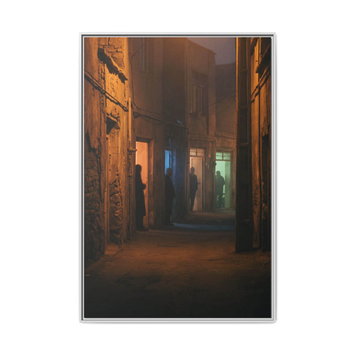 Matte Canvas, Framed - Shadowed Alleyway Mystery Art Print...