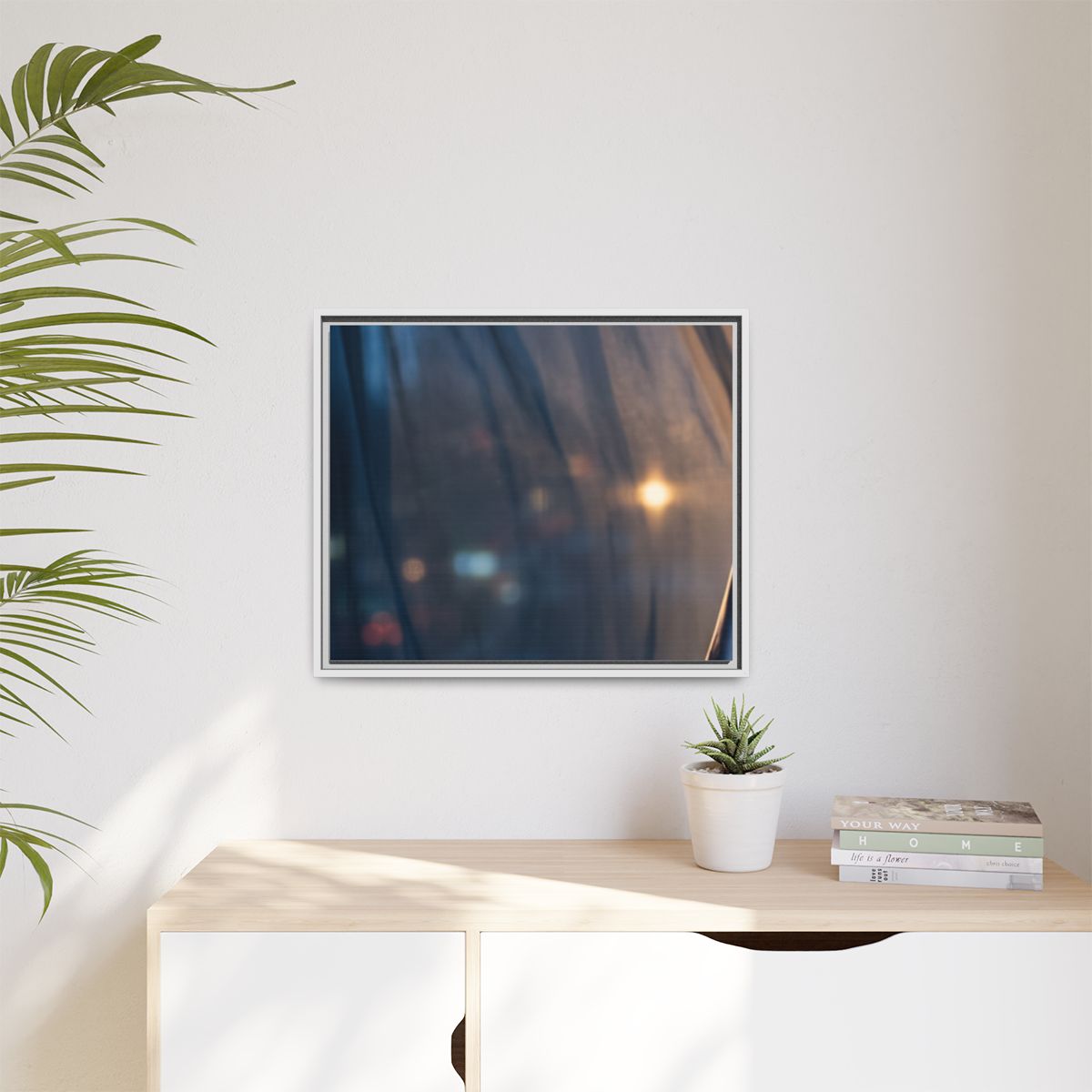 Matte Canvas, Framed - Nocturnal Solitude Silhouette — White...