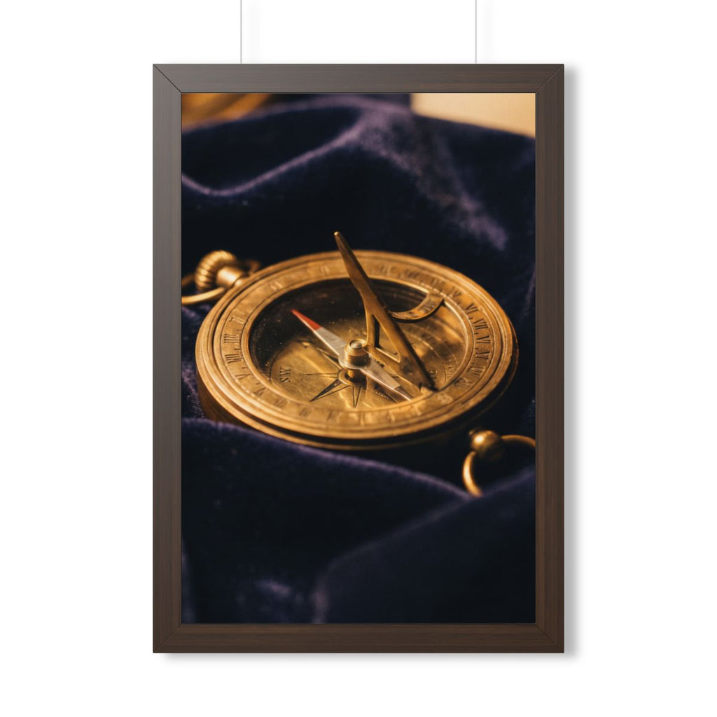 Vintage Sundial Walnut Framed Poster