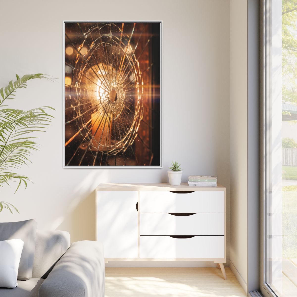 Matte Canvas, Framed - Golden Fractured Art — White / 1.25"...