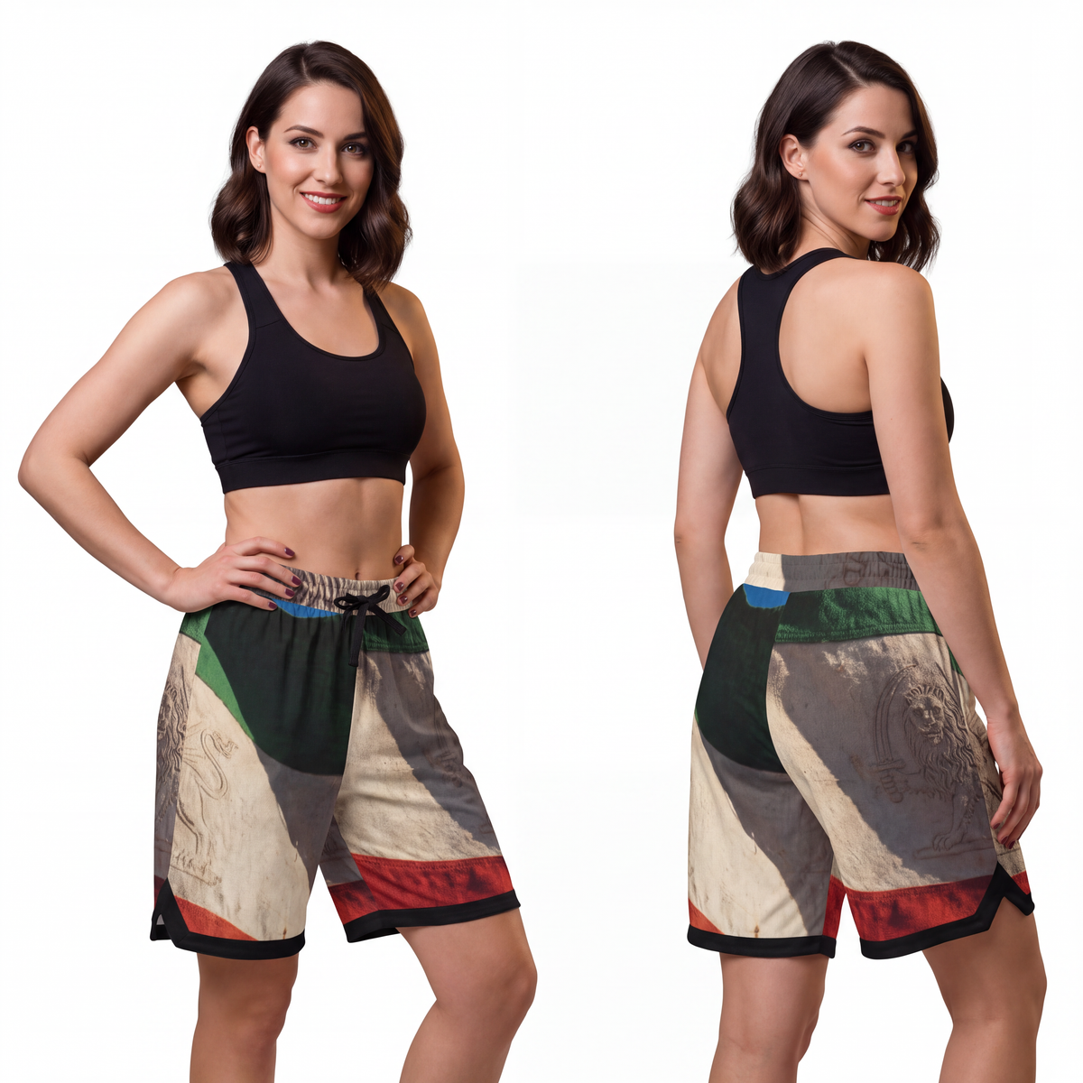Basketball Rib Shorts - Vintage Persian Lion and Sun Flag......