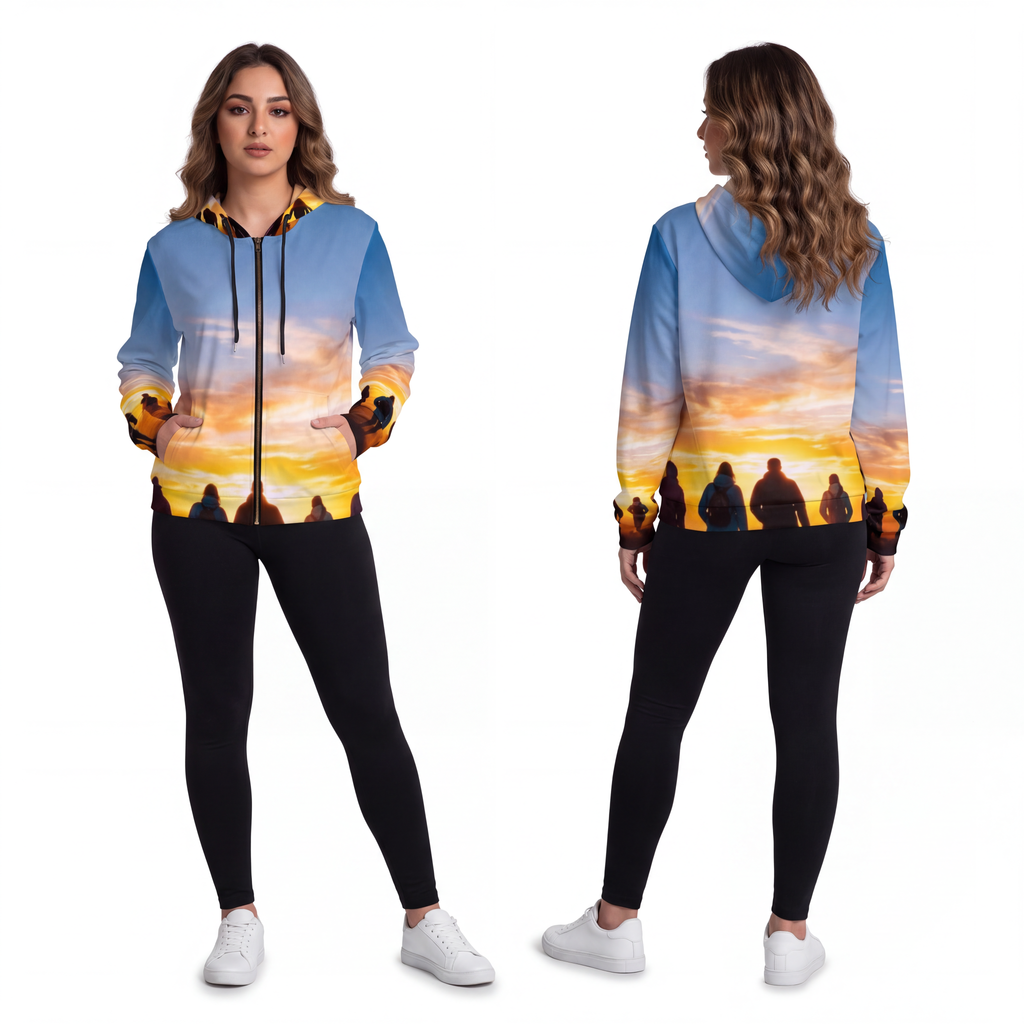 Women's Full-Zip Hoodie - Sunset Ridge | Echovira Gallery