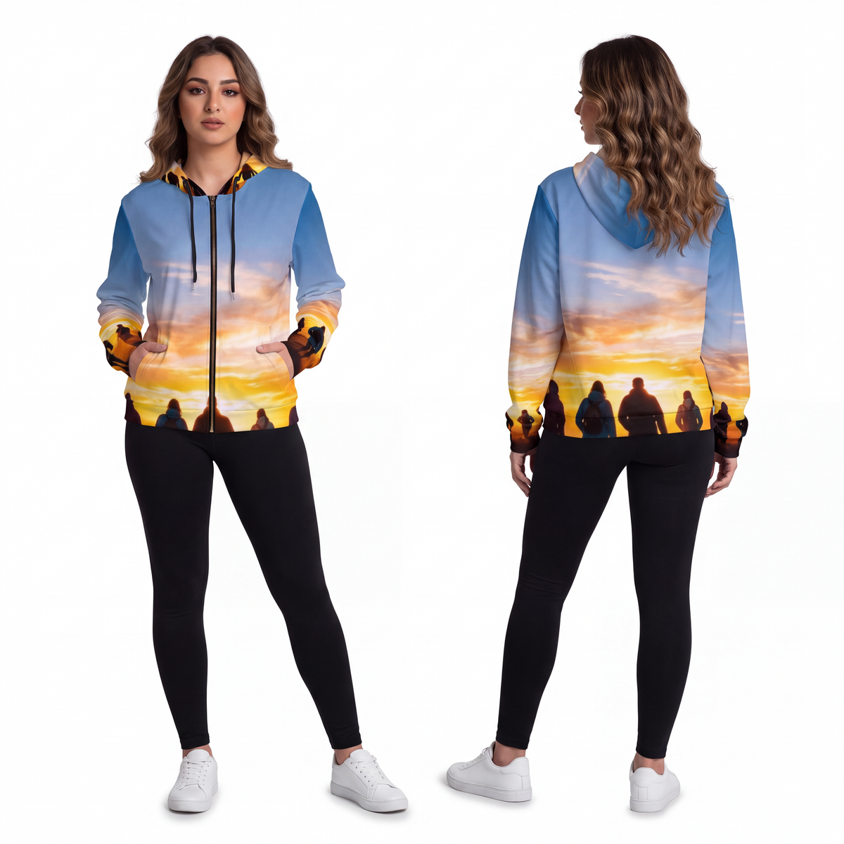 Women's Full-Zip Hoodie - Sunset Ridge | Echovira Gallery