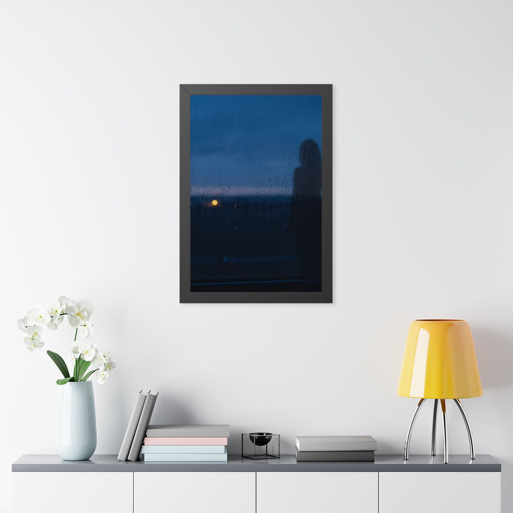 Framed Vertical Poster - Rainy Dusk Silhouette — Black... |...