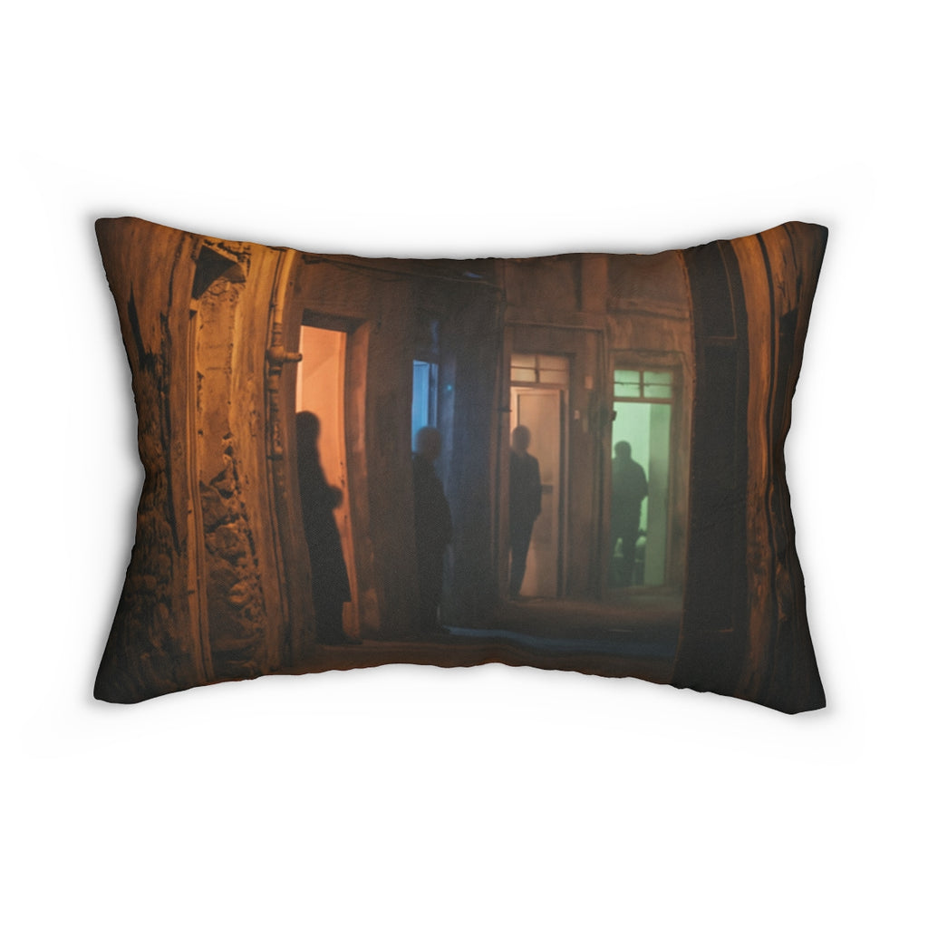 Lumbar Pillow - Shadowed Night Alleyway | Echovira Gallery