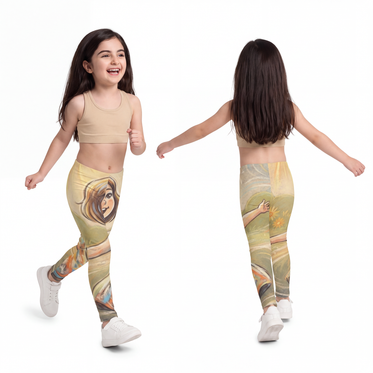 Kids Leggings - Playful Sunshine Twirl | Echovira Gallery