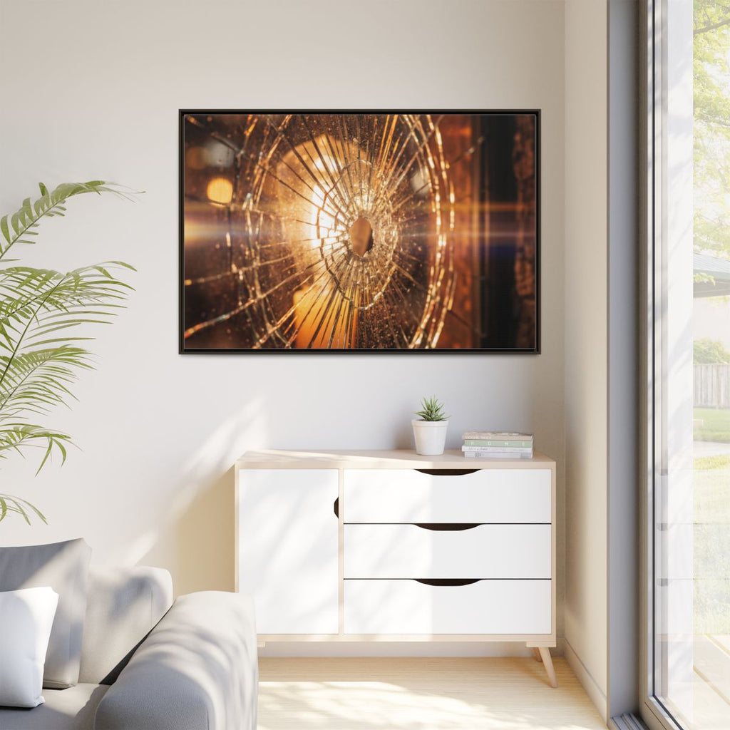 Matte Canvas, Framed - Fractured Light Shattered Glass Art —...