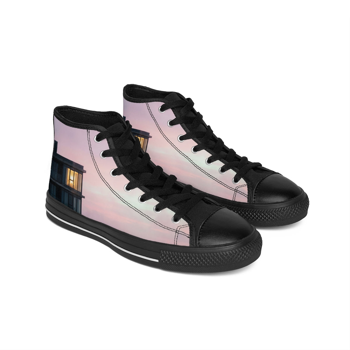 Pastel Dusk Cityscape Women's Classic Sneakers