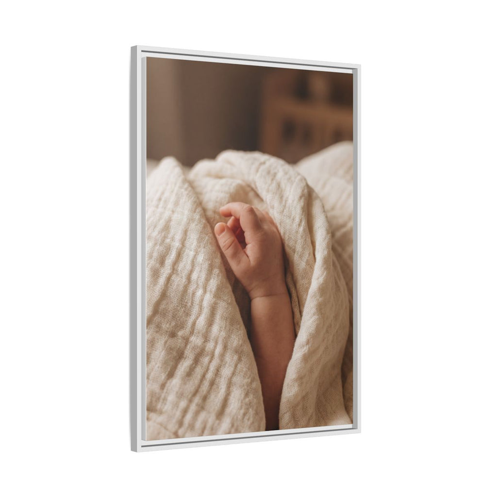 Framed Matte Canvas - Tender Newborn Hand (8×10, 9×12, 11×14, 12×16, 10×20, 12×18, 16×20, 16×24, 18×24, 12×36, 20×24, 16×32, 20×30, 24×30, 24×32, 16×48, 24×36, 24×48, 30×40, 20×60, 32×48, 30×60 & 40×60)