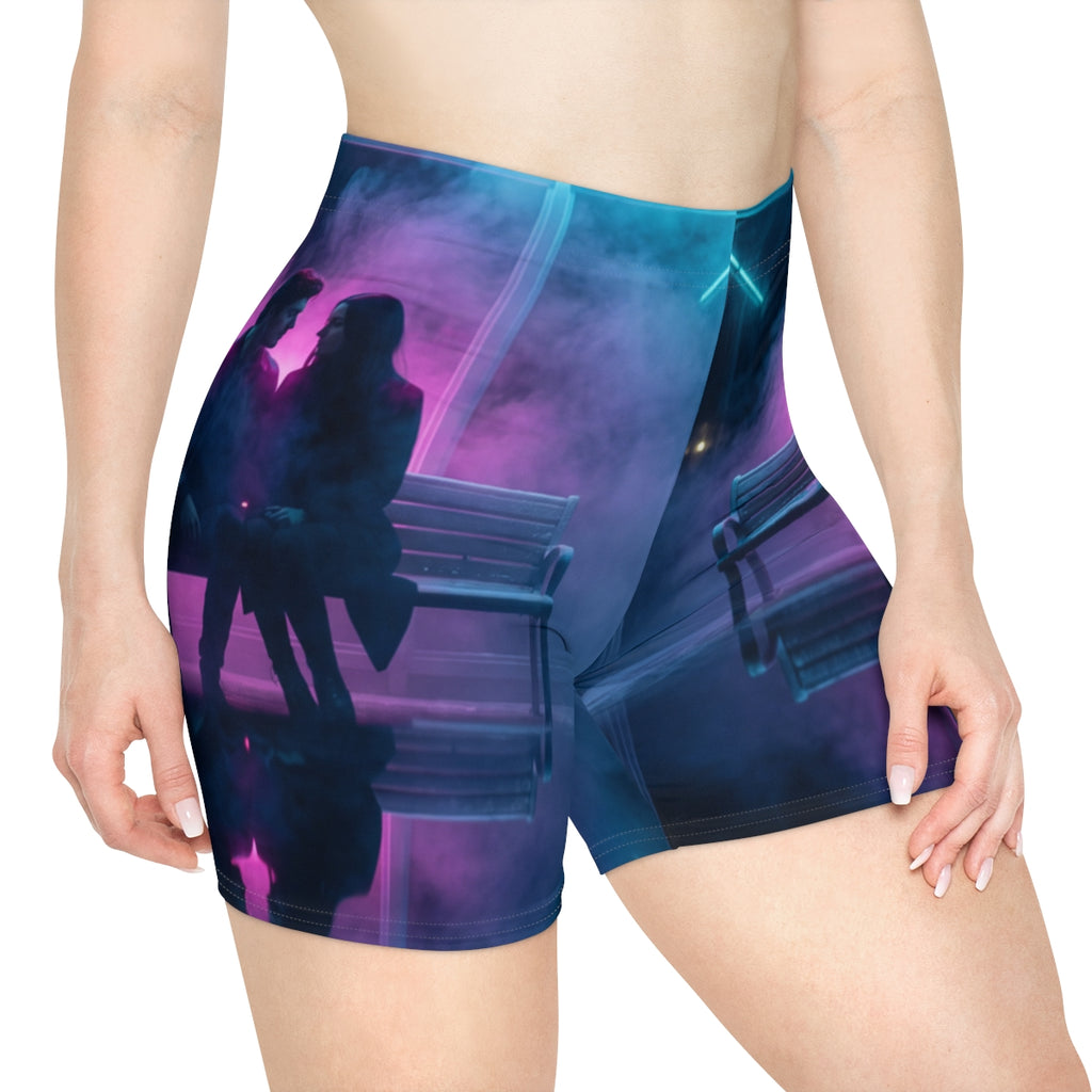 Women's Biker Shorts - Cyber Motion | Echovira Gallery