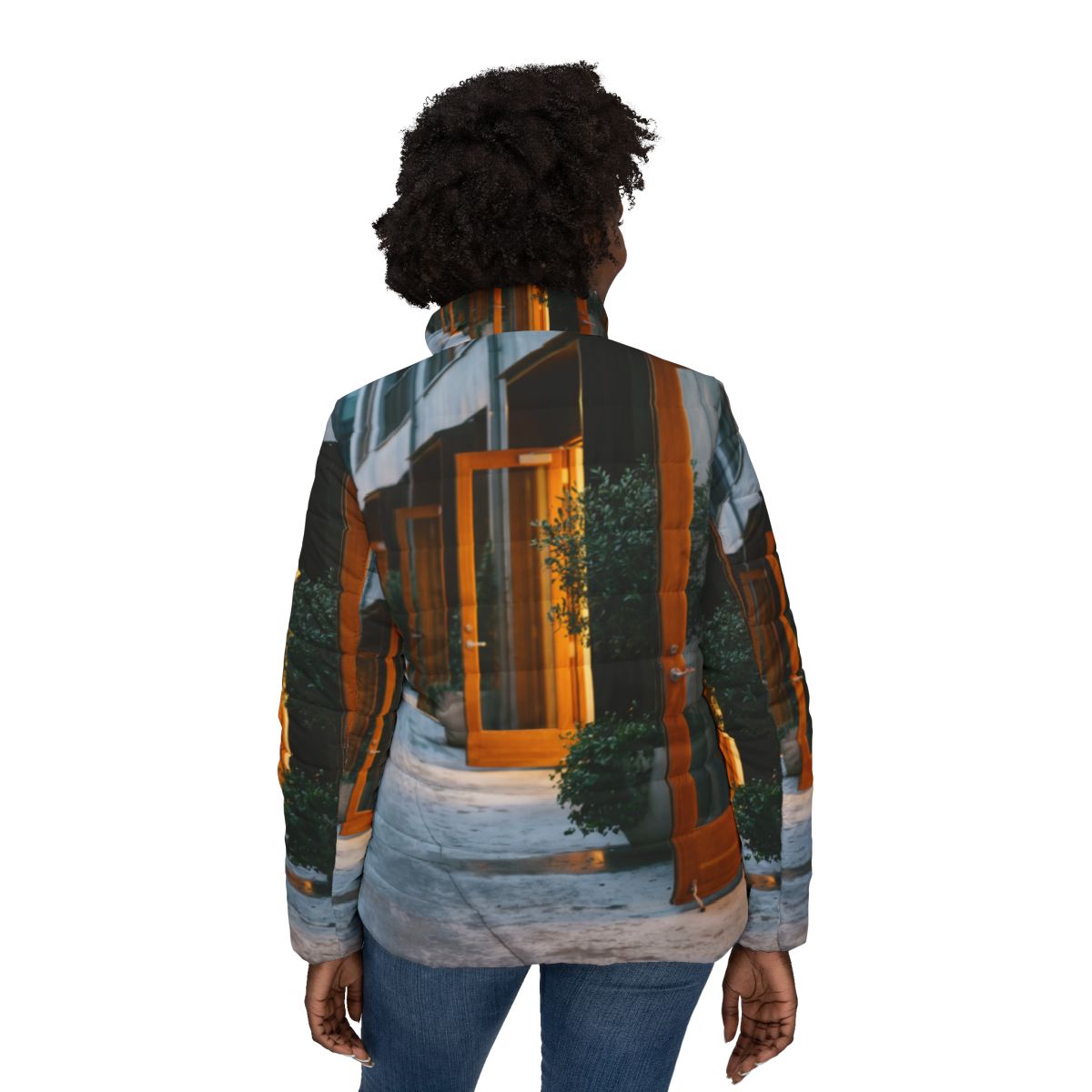 Women's Puffer Jacket - Twilight Walkway | Echovira Gallery
