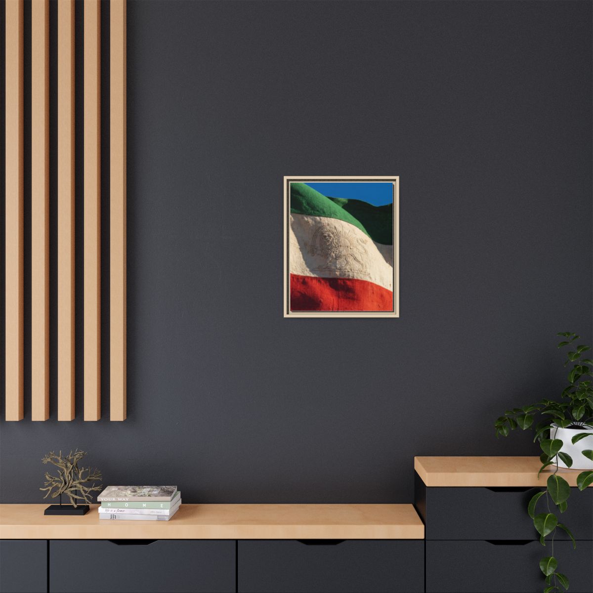 Framed Canvas Art - Distressed Flag — Natural / 1.25"
