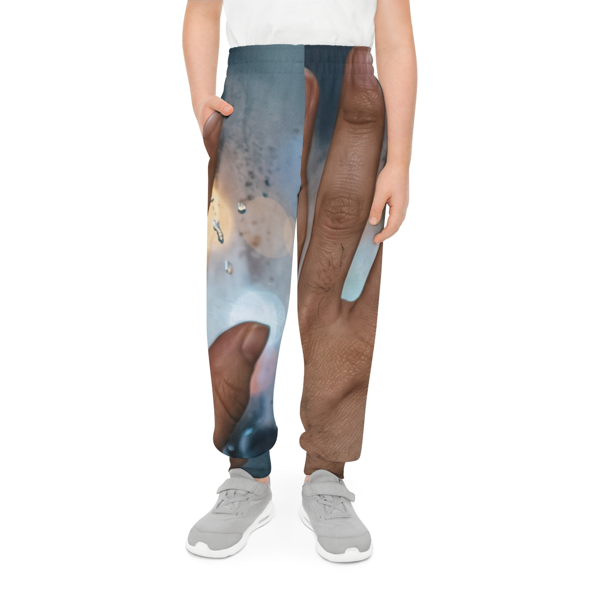 Youth Joggers Rainy City Window Art