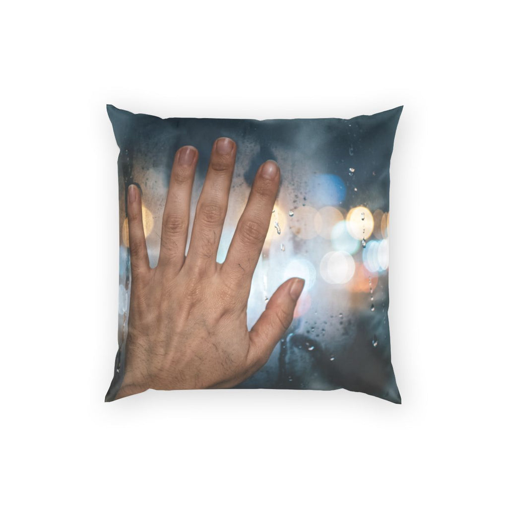 Rainy Window Art Poly Velvet Pillow