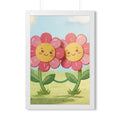 Framed Vertical Poster - Blooming Friends Papercraft Floral...