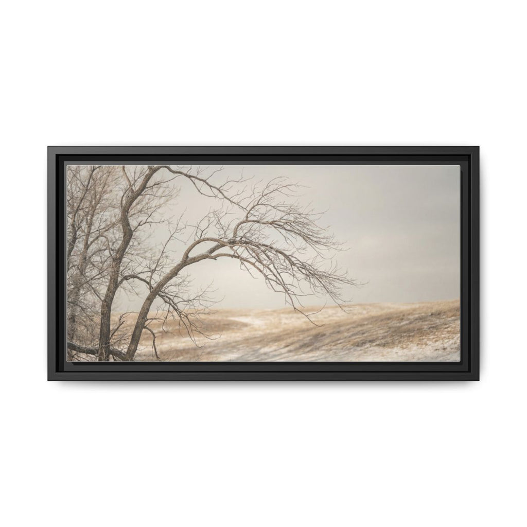 Framed Canvas Art - Minimalist Winter — Black / 1.25"