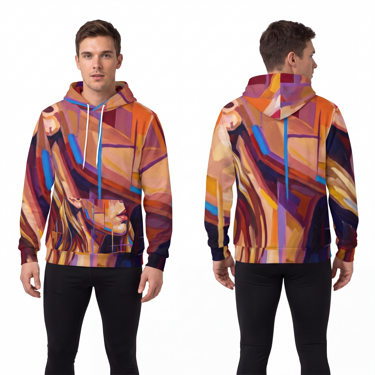 Men's Fashion Hoodie - Shattered Elegance | Echovira Gallery